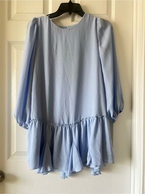 Gianni Bini Pale Blue Puff Sleeve Ruffle Dress